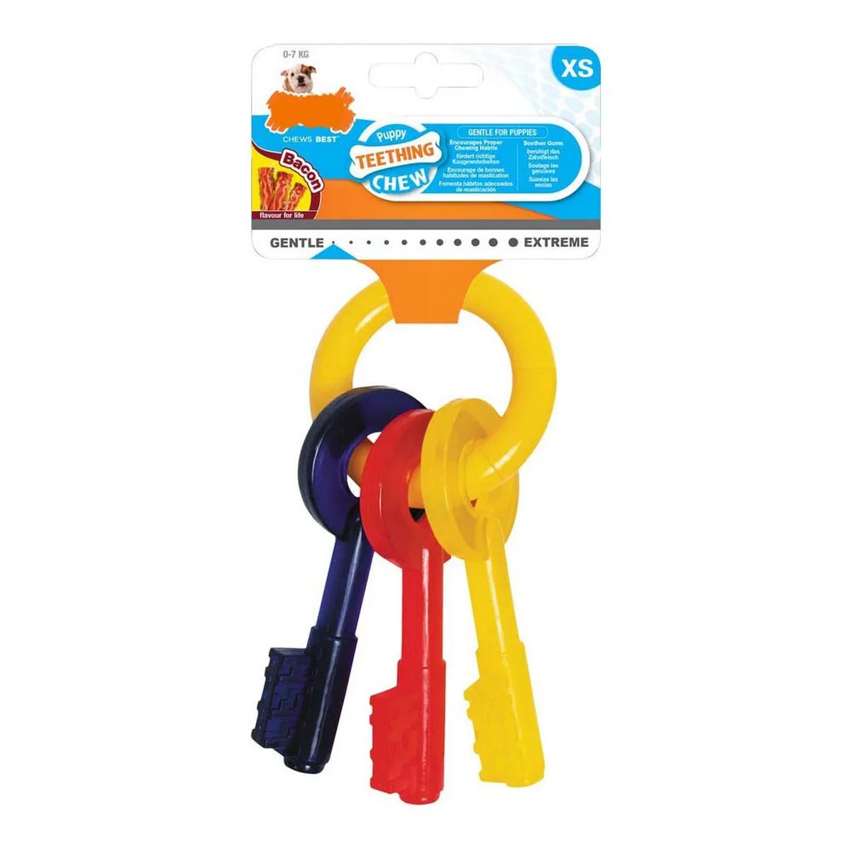 Giocattolo da mordere per cani Nylabone Chiavi Bacon Nylon Termoplastico Taglia XS Cuccioli