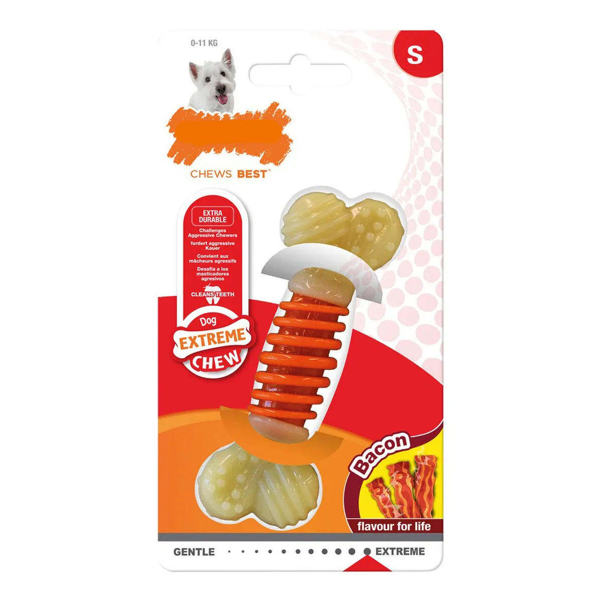 Giocattolo da mordere per cani Nylabone Extreme Chew Pro Action Bacon Taglia S Nylon