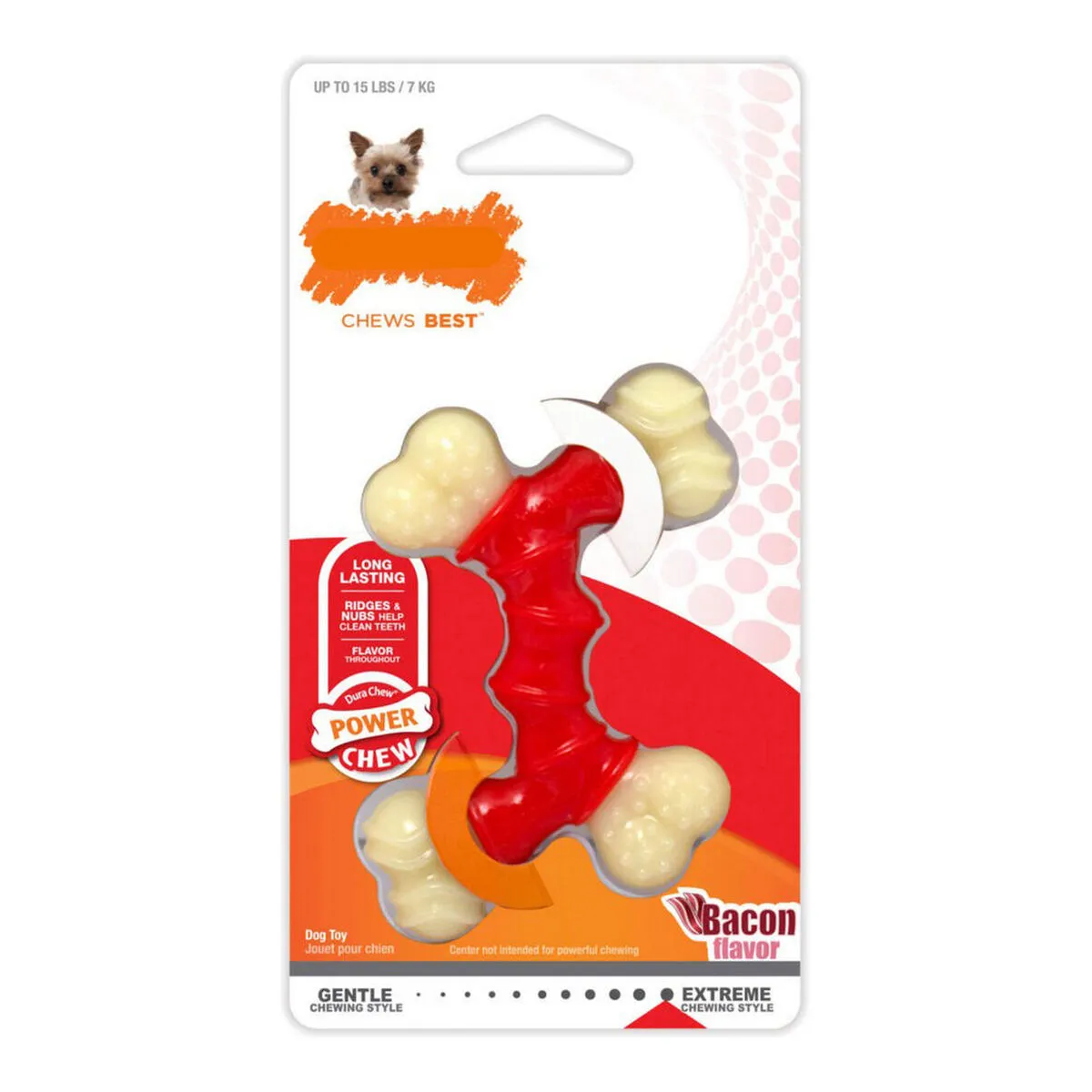 Giocattolo da mordere per cani Nylabone Extreme Chew Doppia Bacon Nylon Termoplastico Taglia XS