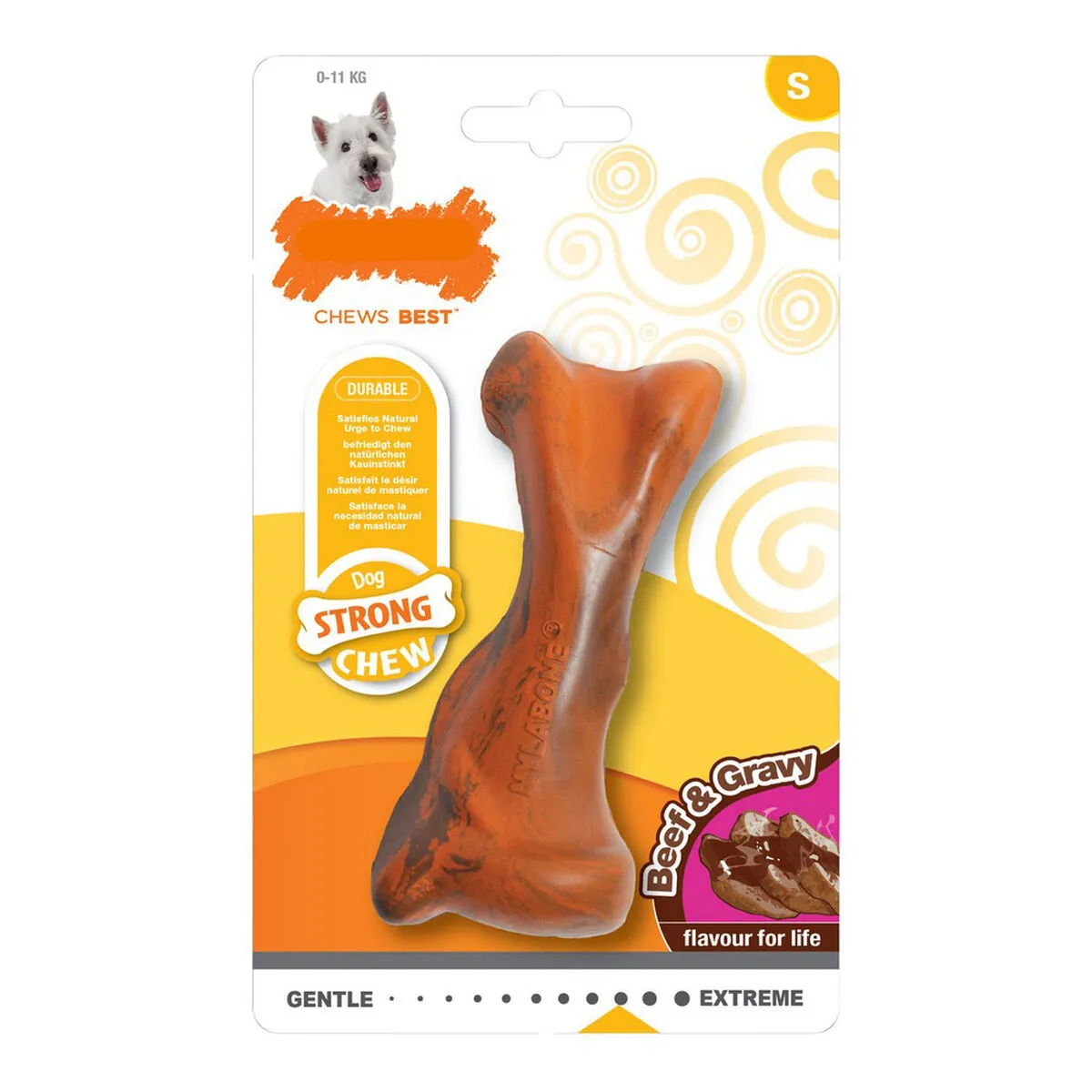 Giocattolo da mordere per cani Nylabone Strong Chew Salsa Carne Gomma Taglia S