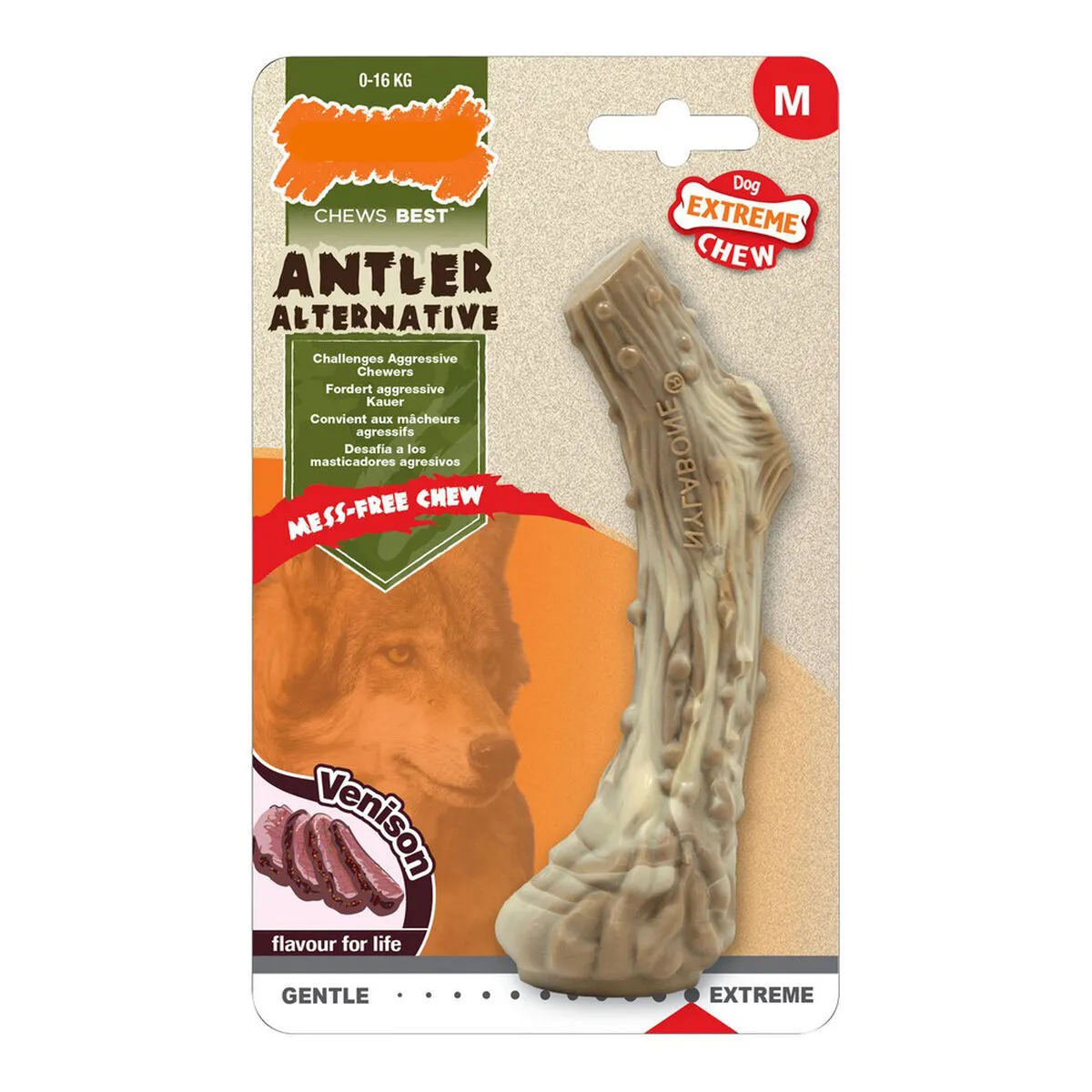 Giocattolo da mordere per cani Nylabone Dura Chew Corno Taglia L Nylon Cervo