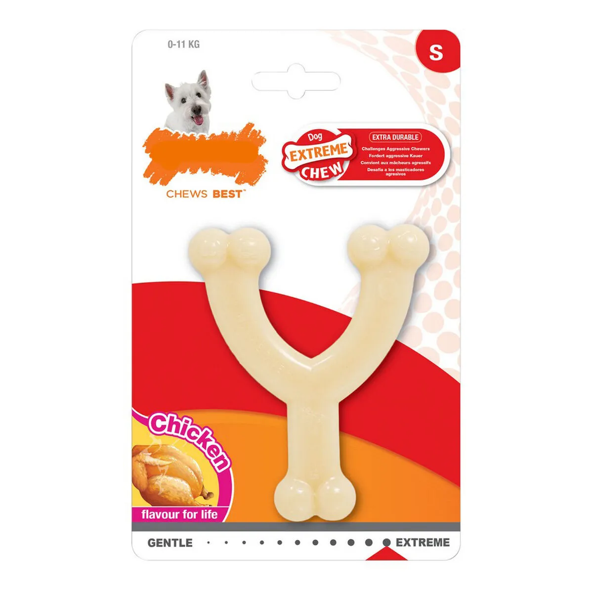 Giocattolo da mordere per cani Nylabone Extreme Chew Wishbone Taglia S Pollo Nylon