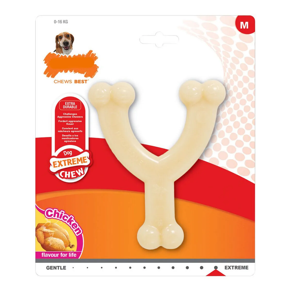 Giocattolo da mordere per cani Nylabone Extreme Chew Wishbone Taglia M Pollo Nylon