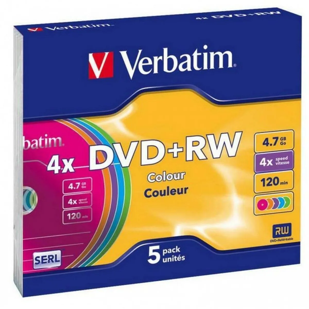 DVD-RW Verbatim 5 Unità Multicolore 4,7 GB 4x