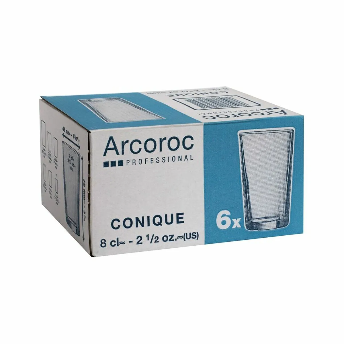 Bicchiere Arcoroc Conique Trasparente Vetro (6 Unità) (8 cl)