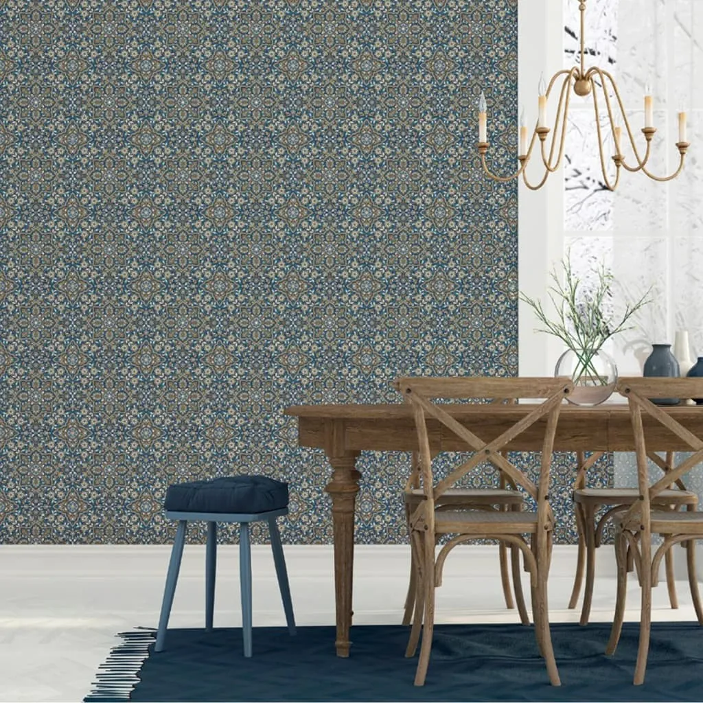 Homestyle Carta da Parati Portugese Tiles Marrone e Blu