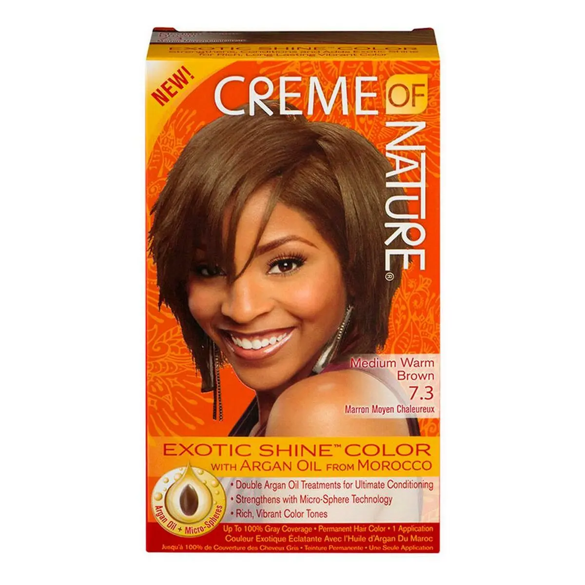 Tintura Permanente Argan Color Creme Of Nature Medium Warn Brown 7.3