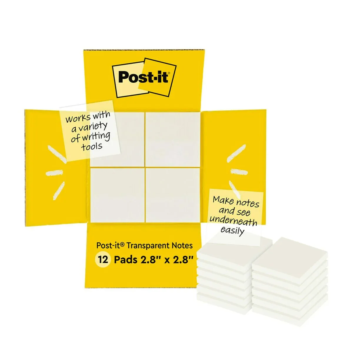 Note Adesive Post-it 600-TRSPT-SIOC Trasparente 12 Pezzi 73 x 73 mm