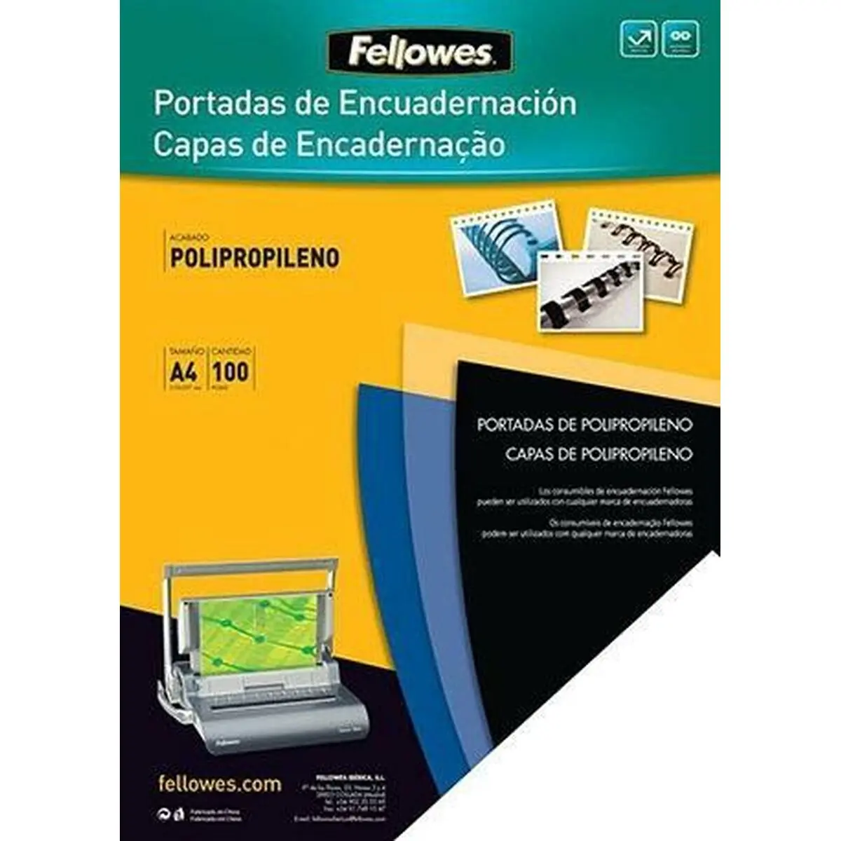 Copertine per rilegatura Fellowes 5477502 Nero A4 polipropilene (50 Unità)