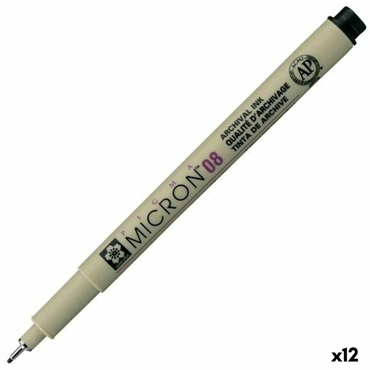 Pennarelli Talens Sakura Pigma Micron 08 Nero (12 Unità)