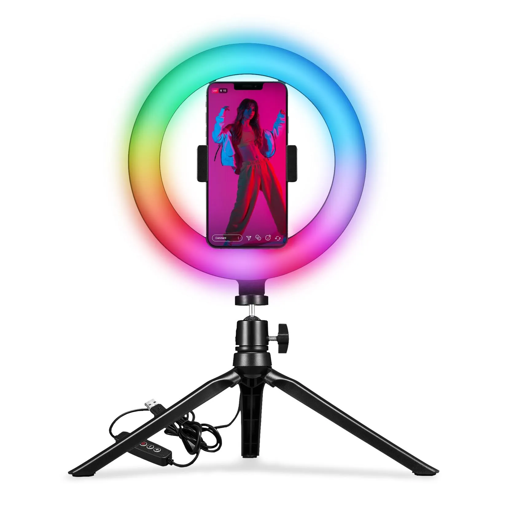 TREPPIEDE PORTATILE CON RING LIGHT