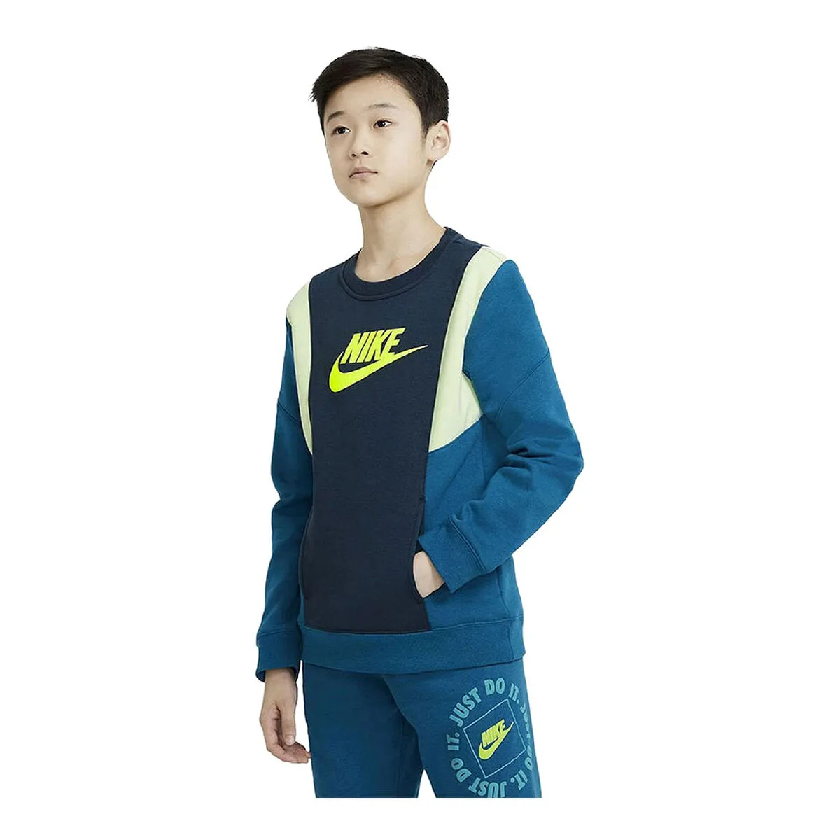 Felpa senza Cappuccio Bambino Nike Amplify Azzurro