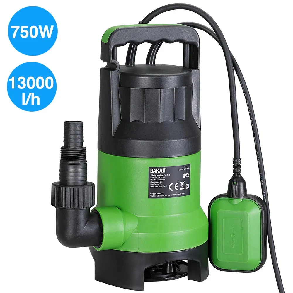 Pompa Immersione Elettropompa Sommersa Acque Scure Sporche Chiare 750W 13000L/h (1)