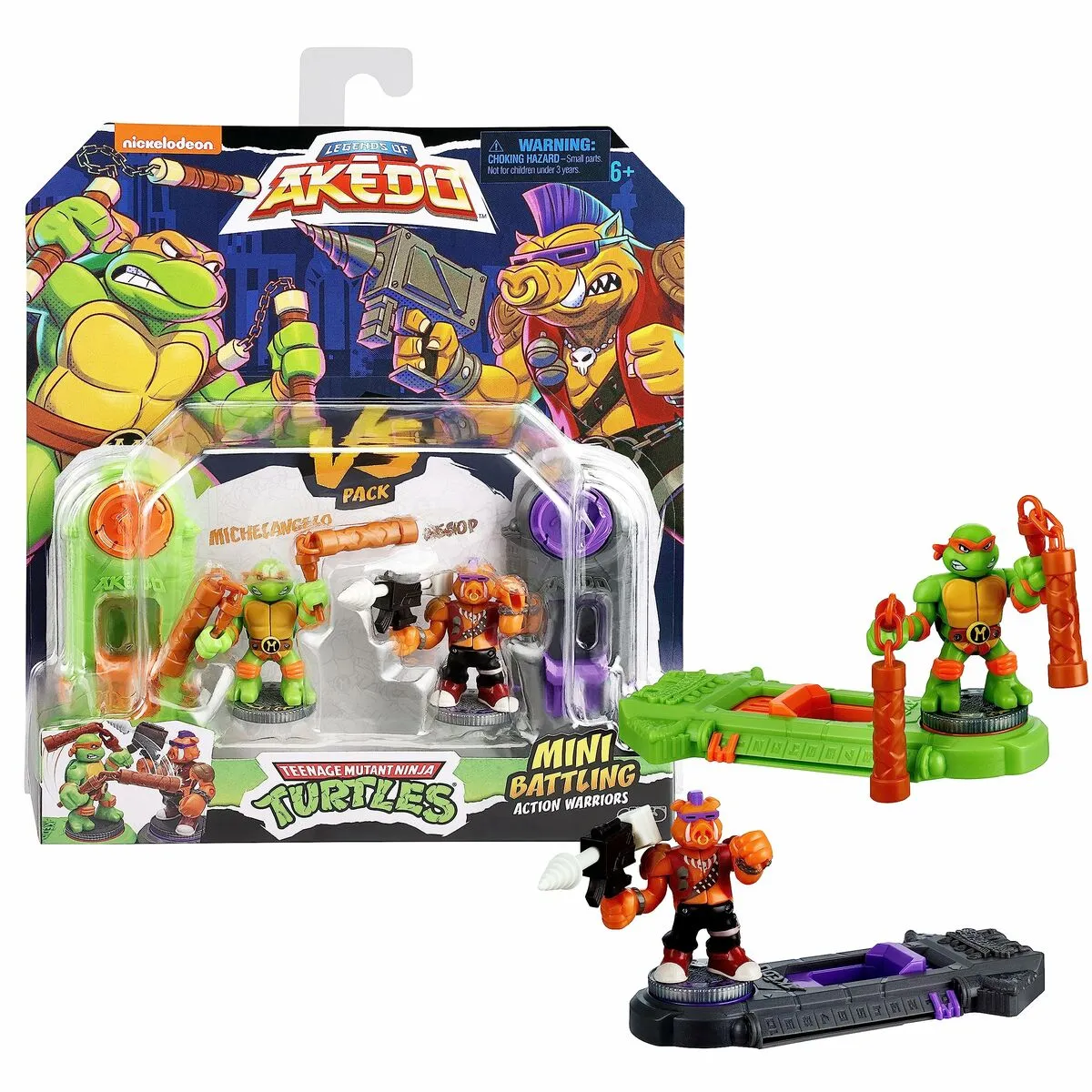 Figure da combattimento Teenage Mutant Ninja Turtles Legends of Akedo: Michelangelo vs Evil Bepop