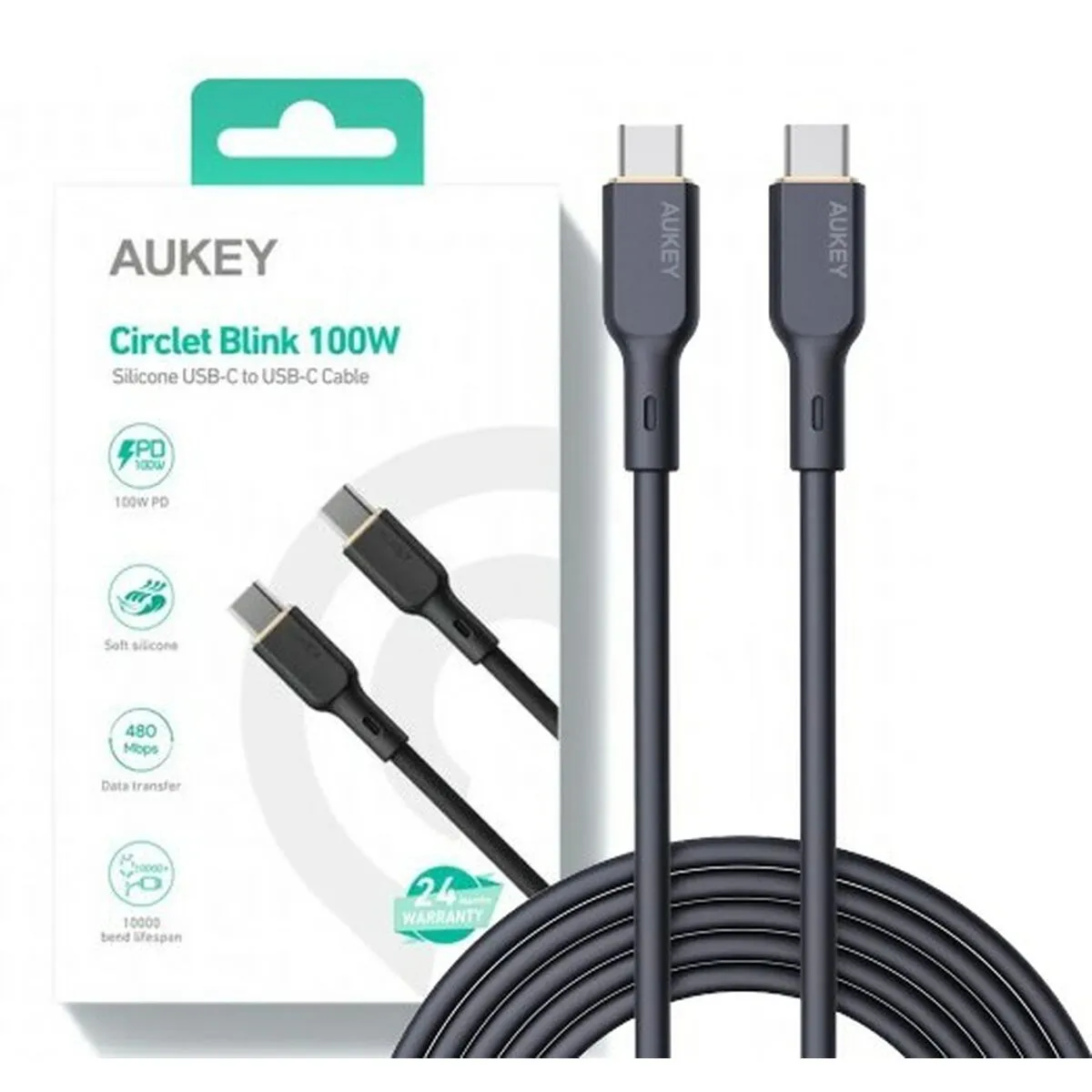 Cavo USB-C con USB-C Aukey CB-SCC101 Nero 1 m