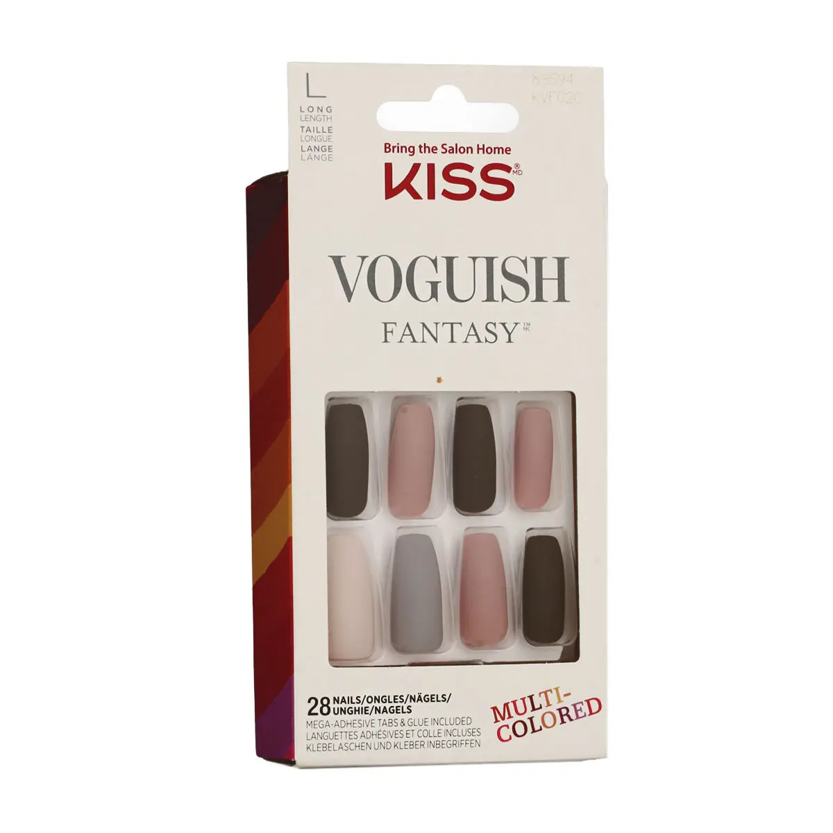 Unghie Finte Kiss Voguish Fantasy Multicolore (28 Unità)