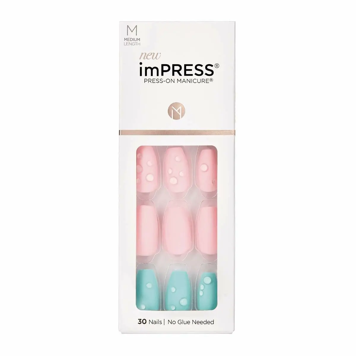 Unghie Finte Kiss imPRESS color Dew Drop (30 Unità)