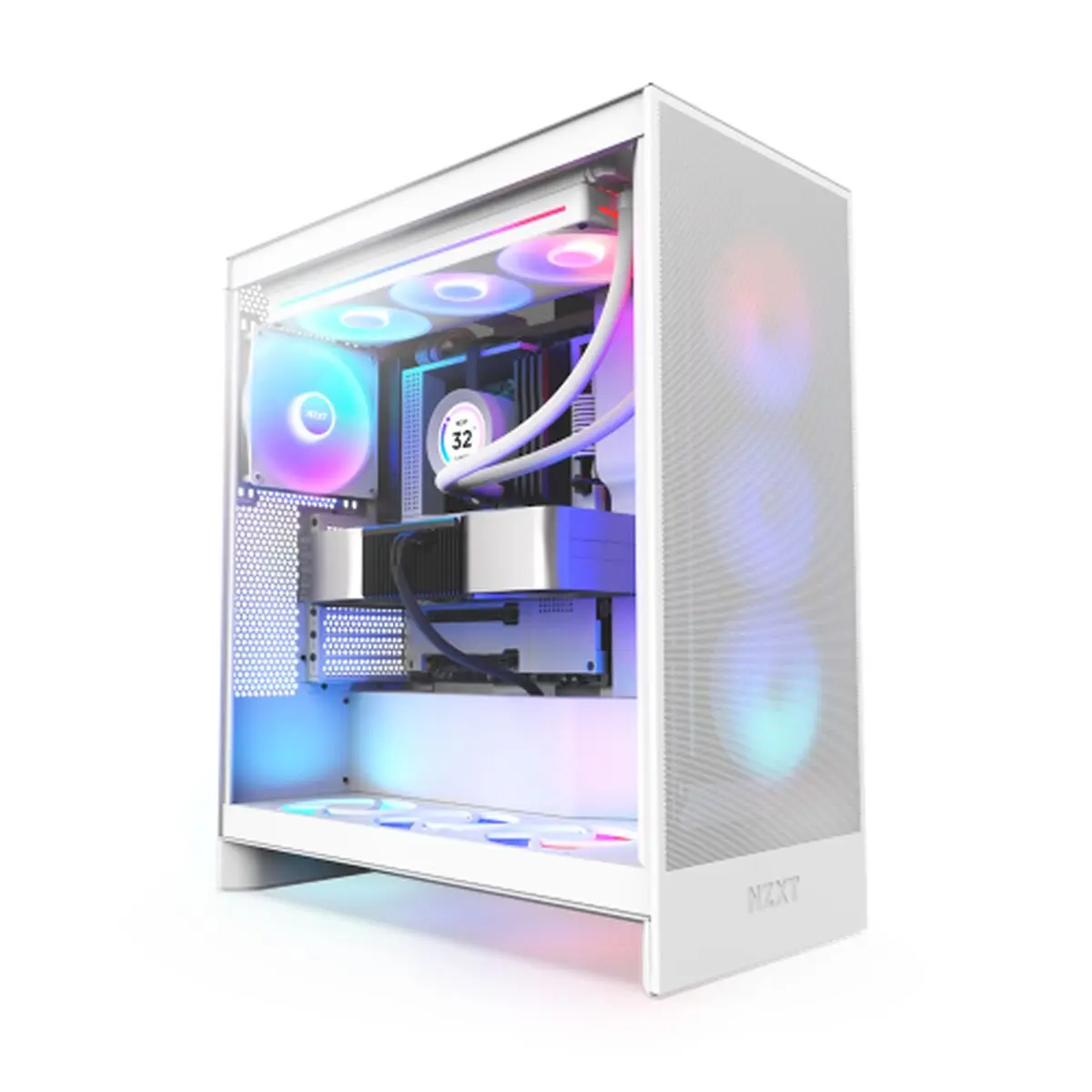 Case computer desktop ATX NZXT H7 Flow RGB Midi Bianco