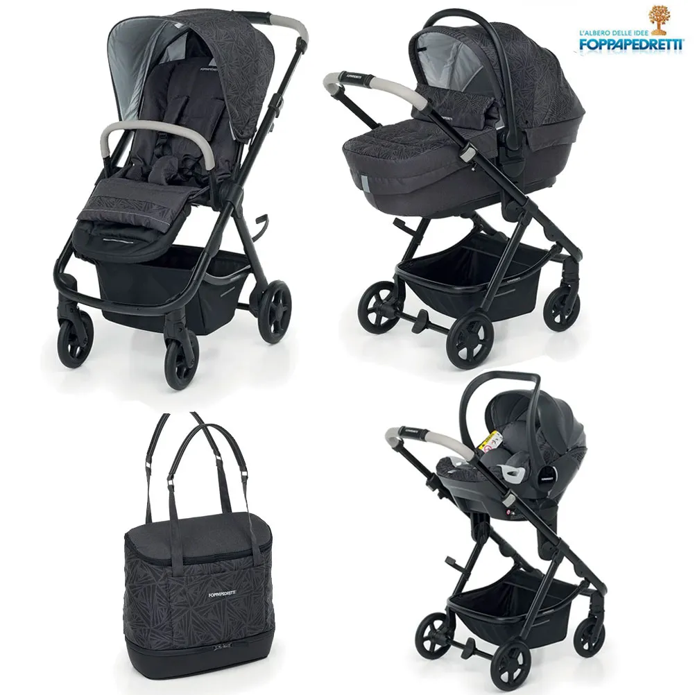 Trio Foppapedretti Eureka Smart Passeggino Navicella Seggiolino Auto Next Black (1)