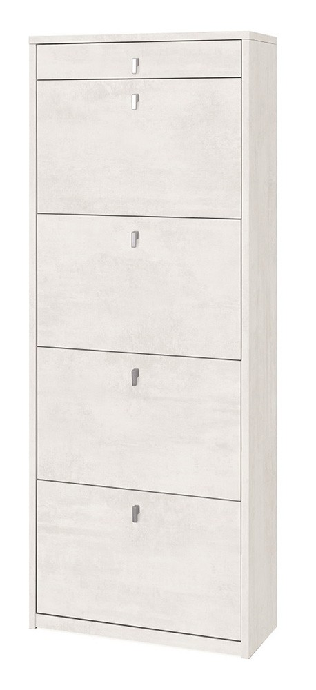 Scarpiera mobile porta scarpe 4 ante a ribalta e 1 Cassetto  H164 L63 P29 Cm colore Bianco ossido Sk568k Sarmog (1)