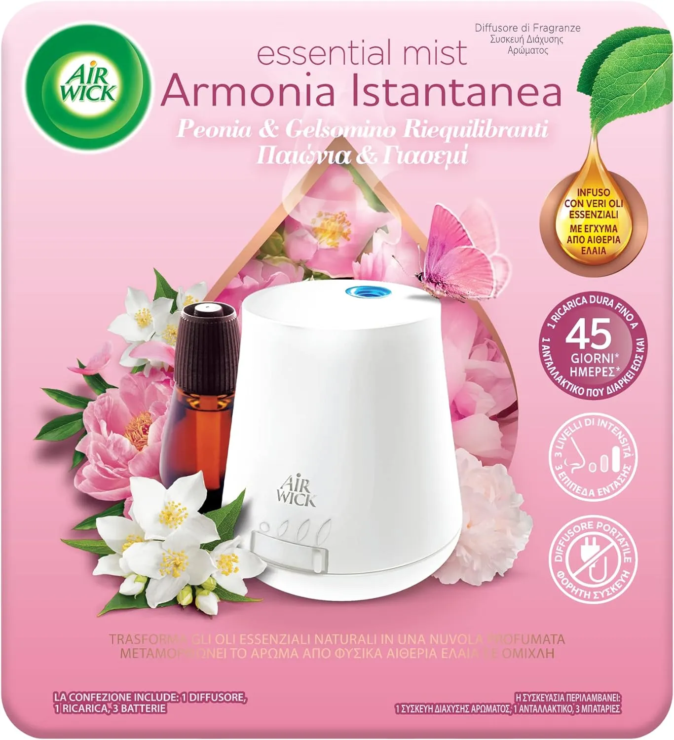 Airwick Armonia Istantanea 1 Diffusore di Oli Essenziali + 1 Ricarica Peonia (1)