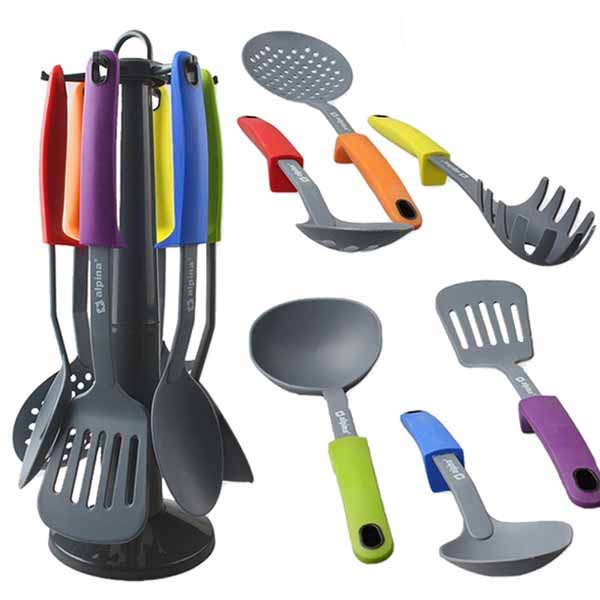 Set Da Cucina 7PZ Mestolo Spatola Cucchiaio Spaghetti Schiumaiola Siviera Alpina (1)