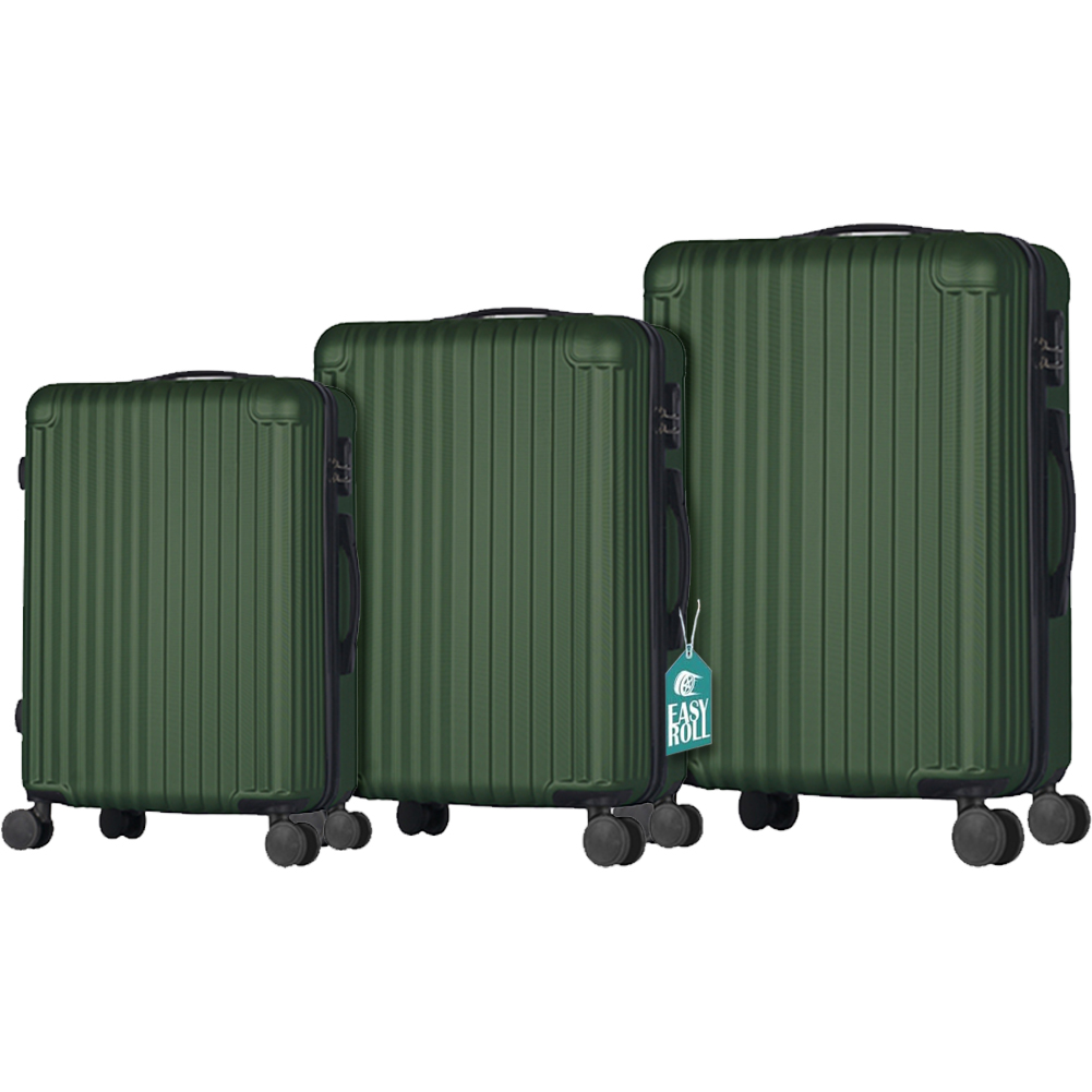 Set 3 Valigie Rigide Raito con Ruote Easy Roll Trolley Bagaglio Viaggio Verde (1)