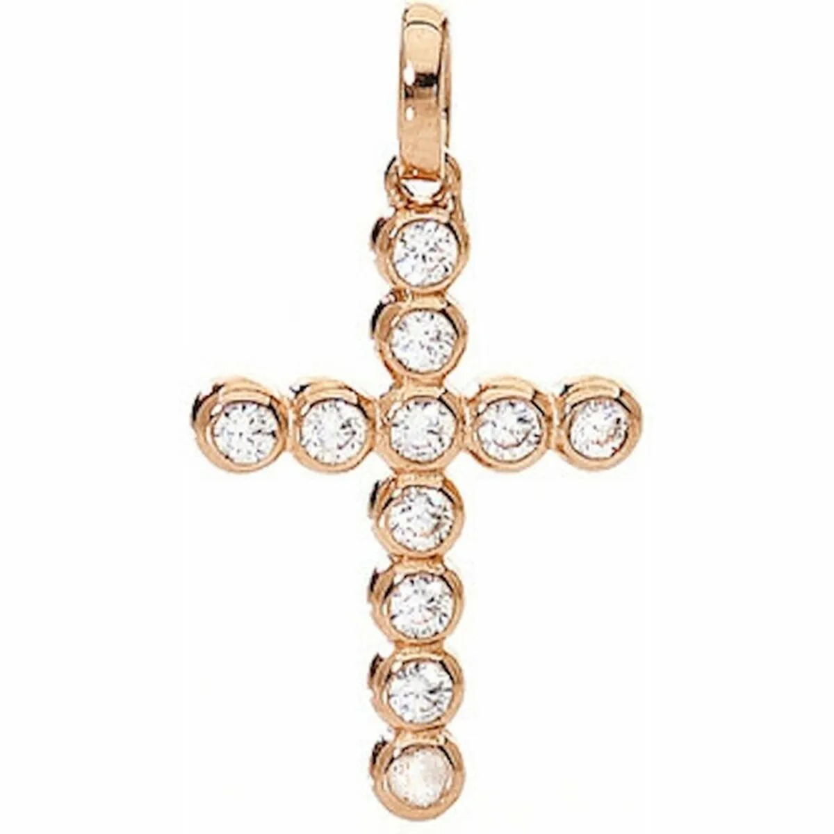 Collana Donna Amen CROCE PICCOLA ARGENTO IP ORO ROSA E ZIRCONI