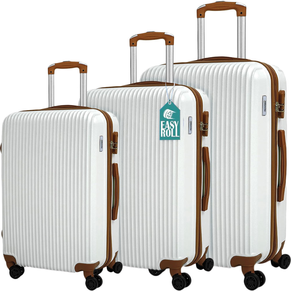 Set 3 Valigie Rigide con Ruote Easy Roll Trolley Bagaglio a Mano Viaggio Bianco (1)