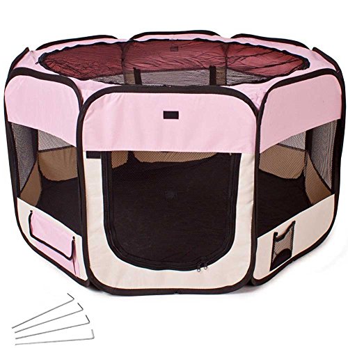 Tenda Box Per Cagnolini Cuccioli Recinto Cuccia Per Piccoli Animali Pop-Up Rosa (1)