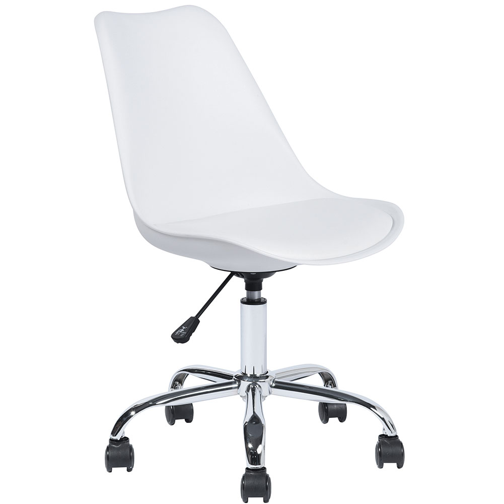 Sedia da Scrivania Ergonomica con Ruote in Polipropilene Ufficio e Cameretta White (1)