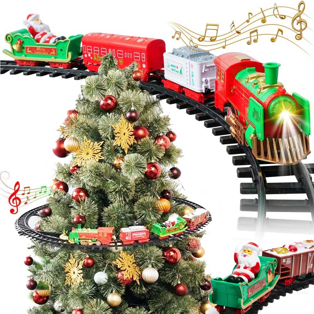 Trenino per Albero di Natale Treno con Supporto per Centro Albero con Luci Suoni (1)