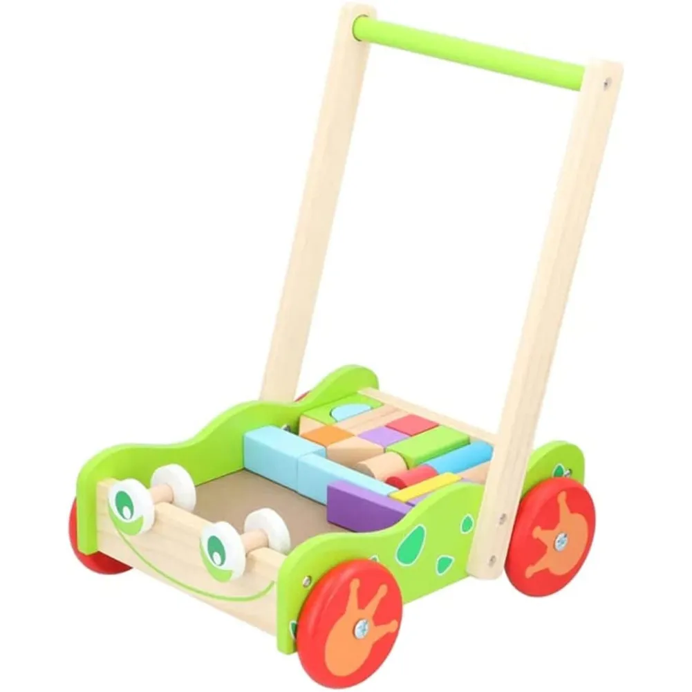 Carrello per Imparare a Camminare per Bambini con Blocchi in Legno Colorato (1)