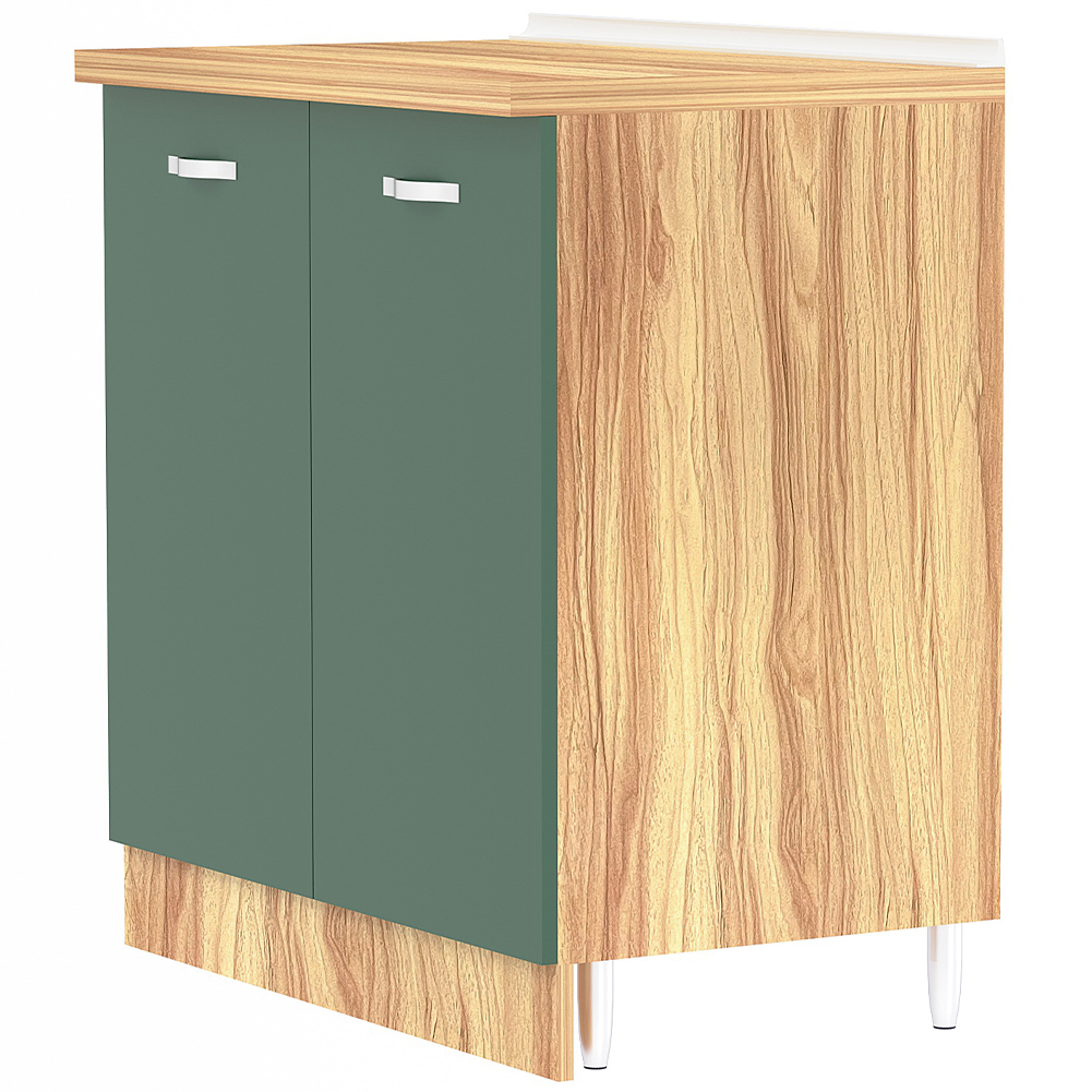 Mobile Base per Cucina Componibile in Legno Colore Verde con 2 Ante 2 Scomparti (1)