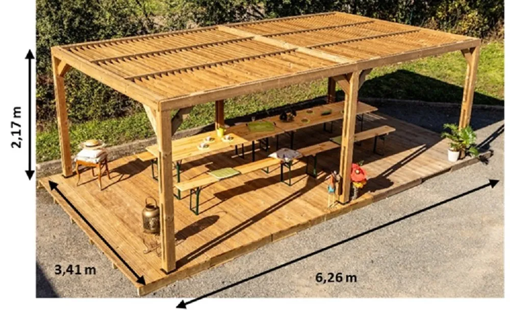 Pergola in Legno Trattato Alta Temperatura con Veneziane Mobili sul Tetto 341x618xh217 (1)