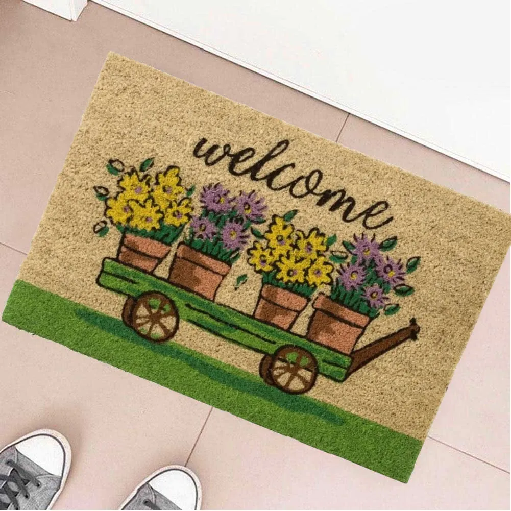 Zerbino Tappeto Per Ingresso Floreale Fiori di Benvenuto 40 x 60 cm Multicolore (1)