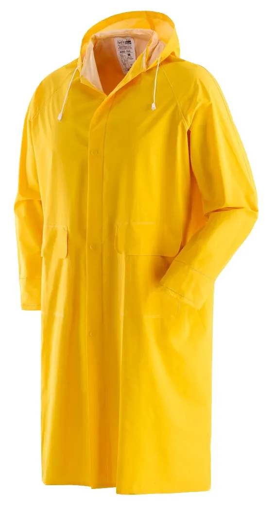 CAPPOTTO IMPERMEABILE ANTIPIOGGIA PLUVIO IN PVC-POLIESTERE-PVC COLORE GIALLO