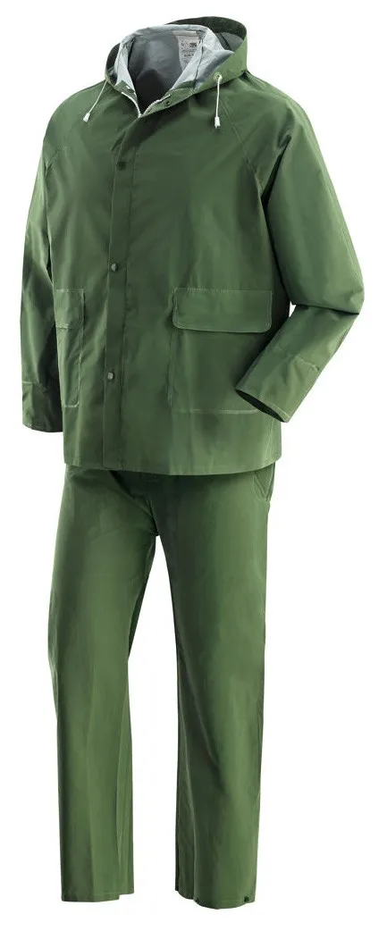 COMPLETO IMPERMEABILE ANTIPIOGGIA PLUVIO GIACCA E PANTALONE COLORE VERDE