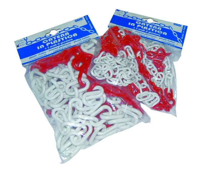 CATENA PLASTICA Segnaletica BIANCO ROSSA MT.5 MAGLIA D.6