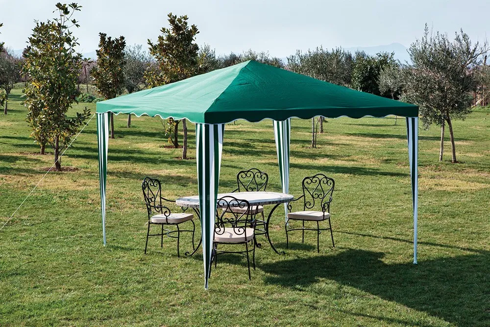 GAZEBO IN ACCIAIO VERNICIATO BIANCO TOP VERDE MT.3X3