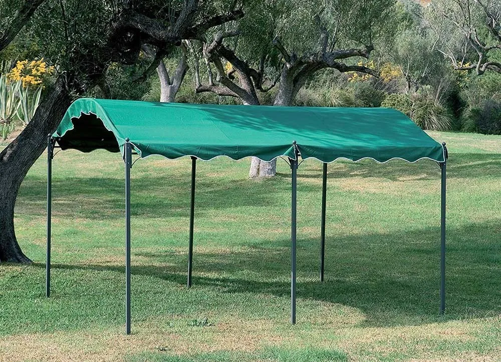 GAZEBO CAR PORT AUTO IN ACCIAIO TOP COLORE VERDE MT.3X4