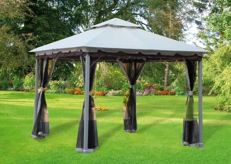 GAZEBO ACCIAIO SMERALDA CM.300X300X270H CON TELI ZANZARIERA ARREDO GIARDINO