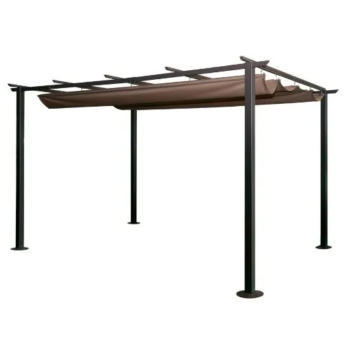 PERGOLA 300X300 GAZEBO IN ACCIAIO CON TELO RETRATTILE SCORREVOLE GIARDINO