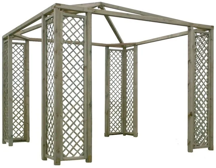 GAZEBO LEGNO IMPREGNATO LASA 300X300 CON GRIGLIATI 40X200 ARREDO GIARDINO