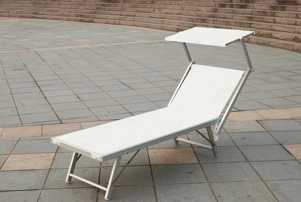 LETTINO PRENDISOLE ALLUMINIO TEXTILINE BIANCO 180X60X38 GIARDINO PISCINA SPIAGGIA