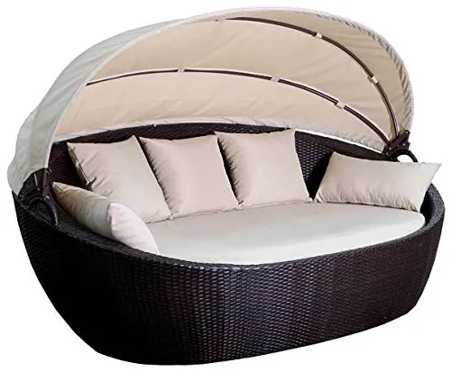 DIVANO PRENDISOLE GUSCIO POLIRATTAN 3 POSTI CON CUSCINI 220X130X83H ARREDO GIARDINO