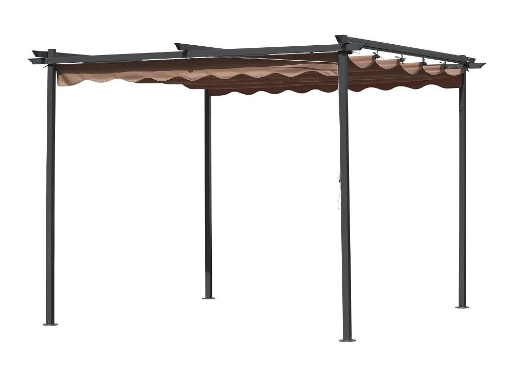 PERGOLA MT.3X3 GAZEBO ACCIAIO CON TELO RETRATTILE SCORREVOLE GIARDINO