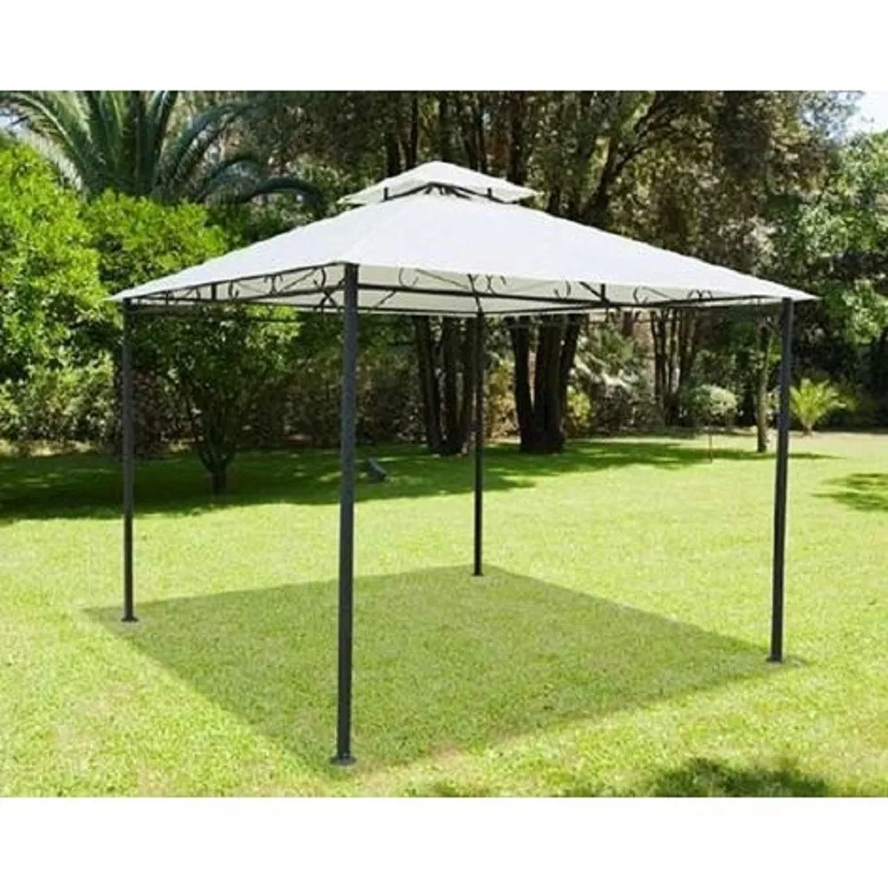 Gazebo Acciaio Verniciato 300x300 Cm Copertura Poliestere Colore Beige FALESIA