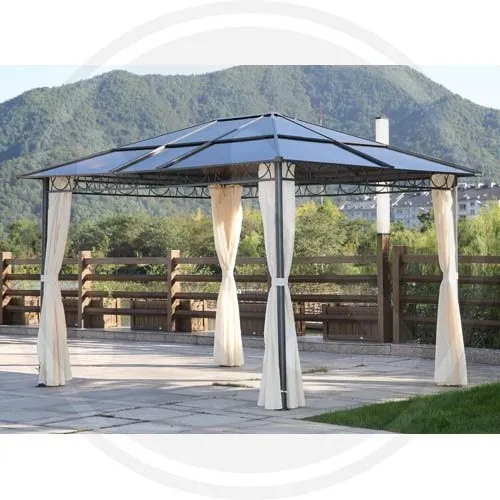 GAZEBO 300X360 Cm CON TETTO IN POLICARBONATO E TENDE LAREALI PARASOLE "PENICHE"