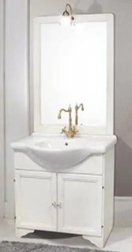 MOBILE BAGNO CON SPECCHIO + 2 ANTA 85X49X195 LEGNO MASSELLO BIANCO DECAPE'